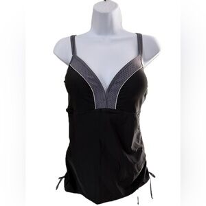 Black and Gray Tank Top Swim Top